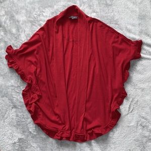 NWOT Hudson Gray Red Ruffle Open Cardigan